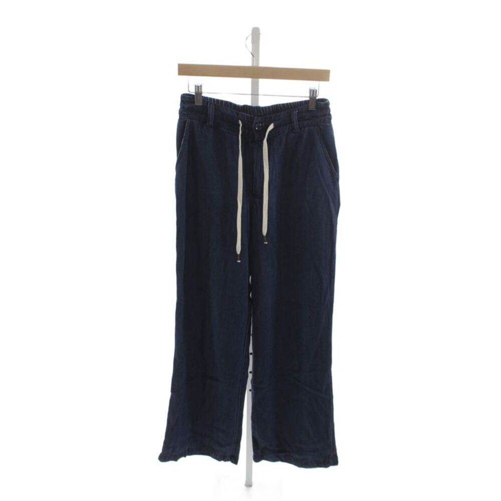 YFB Women Cropped Pants Blue Lyocell Blend Button Casual Size S